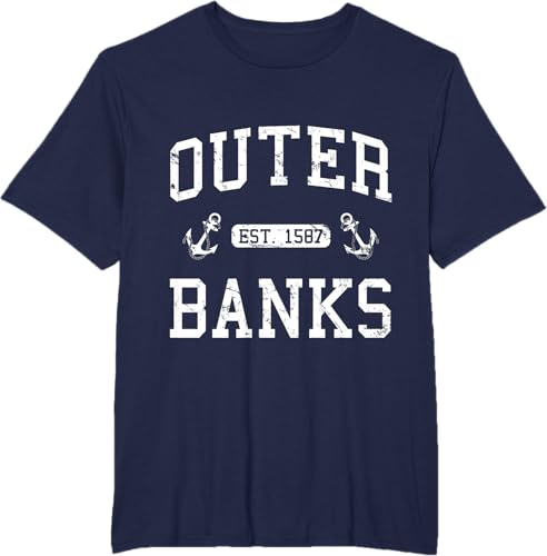 Miniatura 5 de Outer Banks NC North Carolina T-Shirt Black,Navy Blue,Asphalt Grey,Dark Heather Grey,Royal Blue