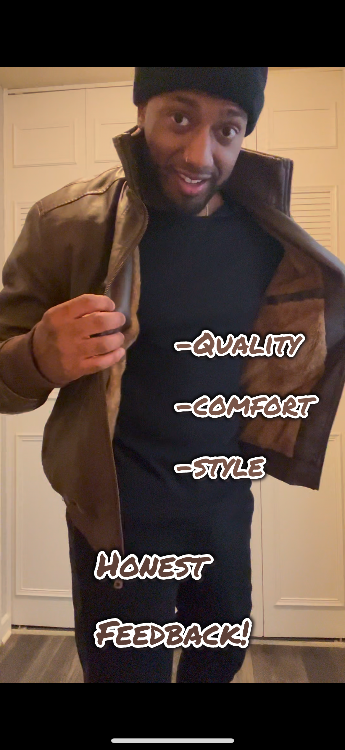 Fall/winter stylish bomber faux leather jacket w/h fleece!!
