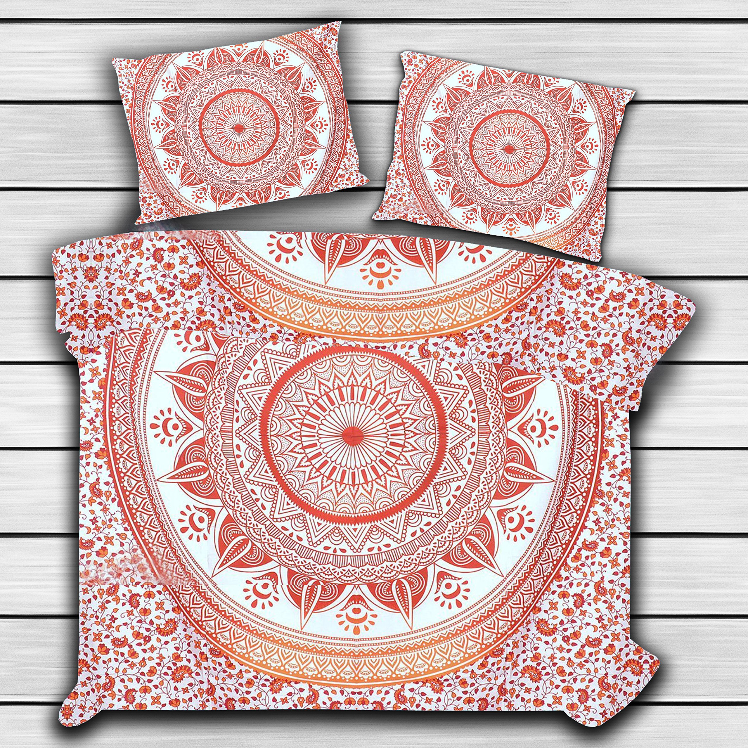 Indian Ombre Mandala Double Size Comforter Hippie Boho Cotton Doona Duvet Cover Indian Comforter Mandala Hippie Bohemian Queen 1 PC Duvet Cover 2 PC Pillow Cover Red (DC-004)-image-29
