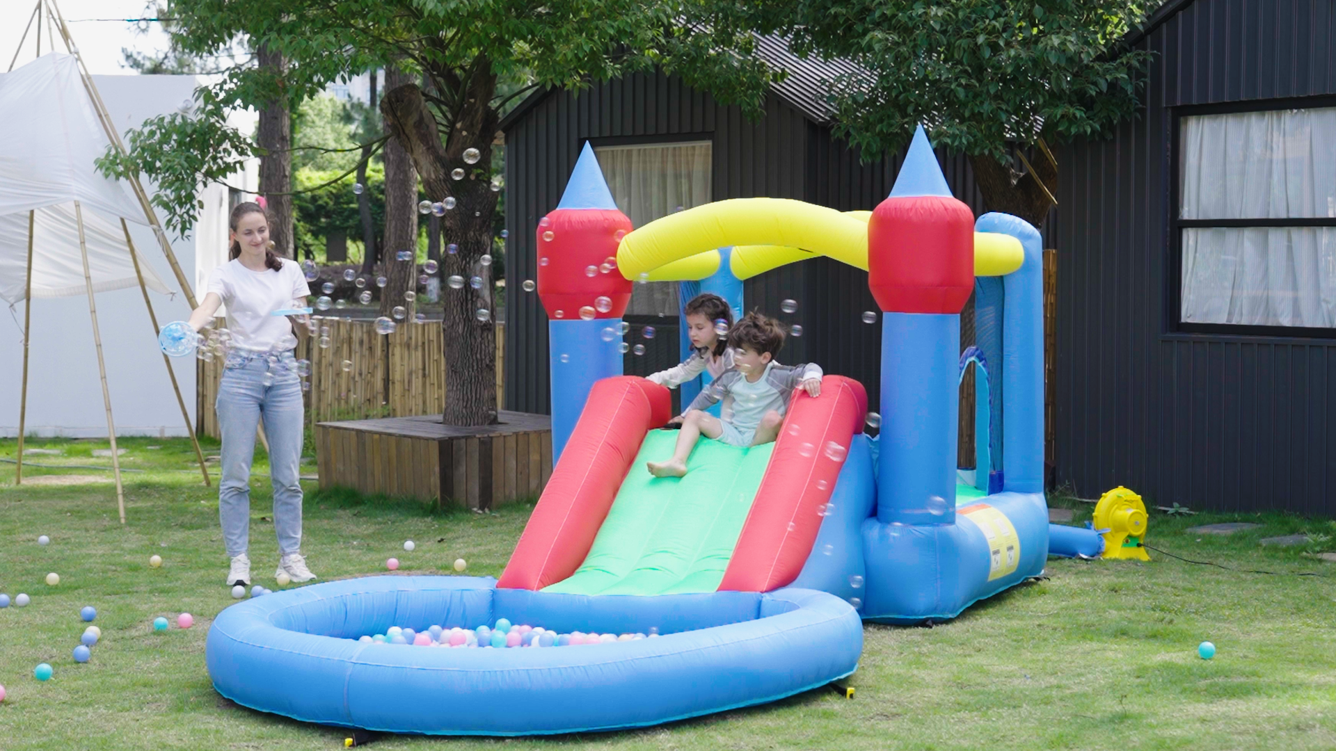 Castillo Hinchable Grande Con Soplador 4 En 1 Multicolor Aiyaplay con Castillo Hinchable Grande Con Soplador 4 En 1 Multicolor Aiyaplay con