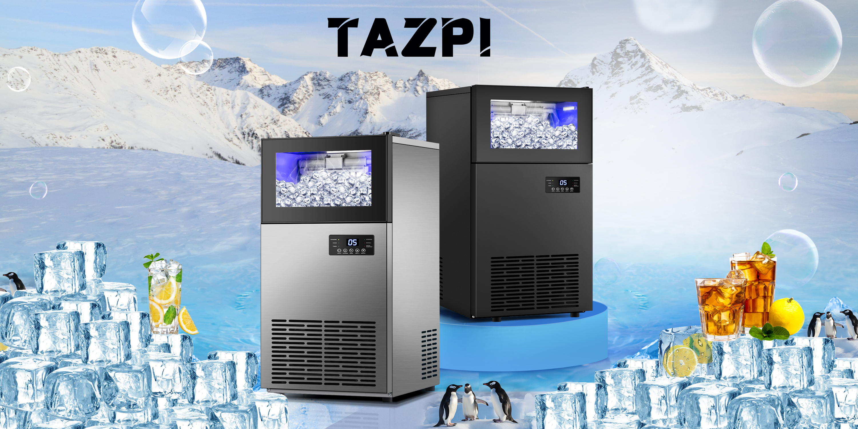 Image of Commercial Ice Maker 130 LBS /24H, Upgraded 15 inch Wide Under Counter Ice Maker with 35LBS Ice Capacity, Commercial Ice Machine Self Clean Stainless Steel Built-in or Freestanding Large Ice Machine