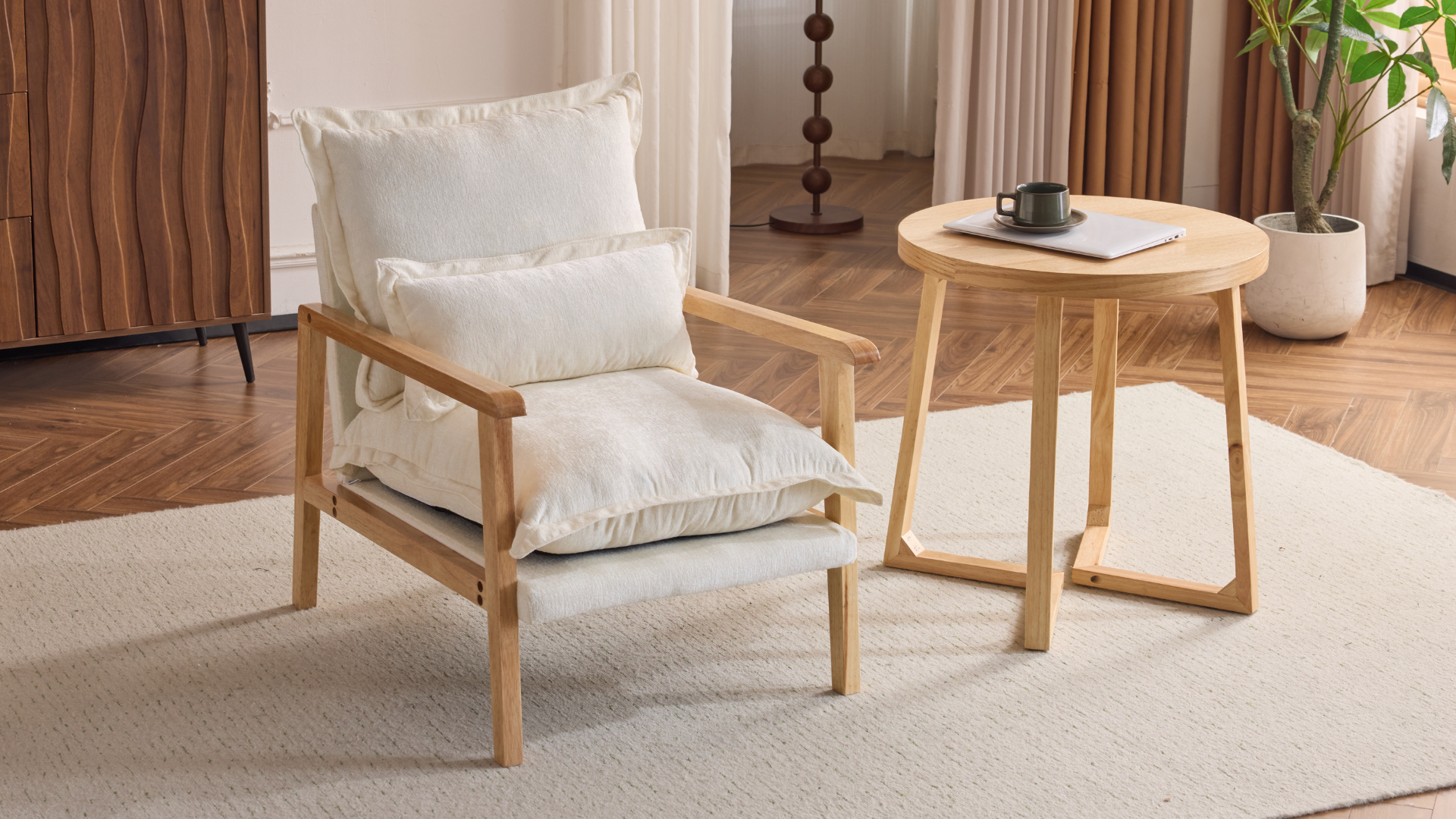 Sillón Chenille con almohada lumbar Amarillo miniatura 7