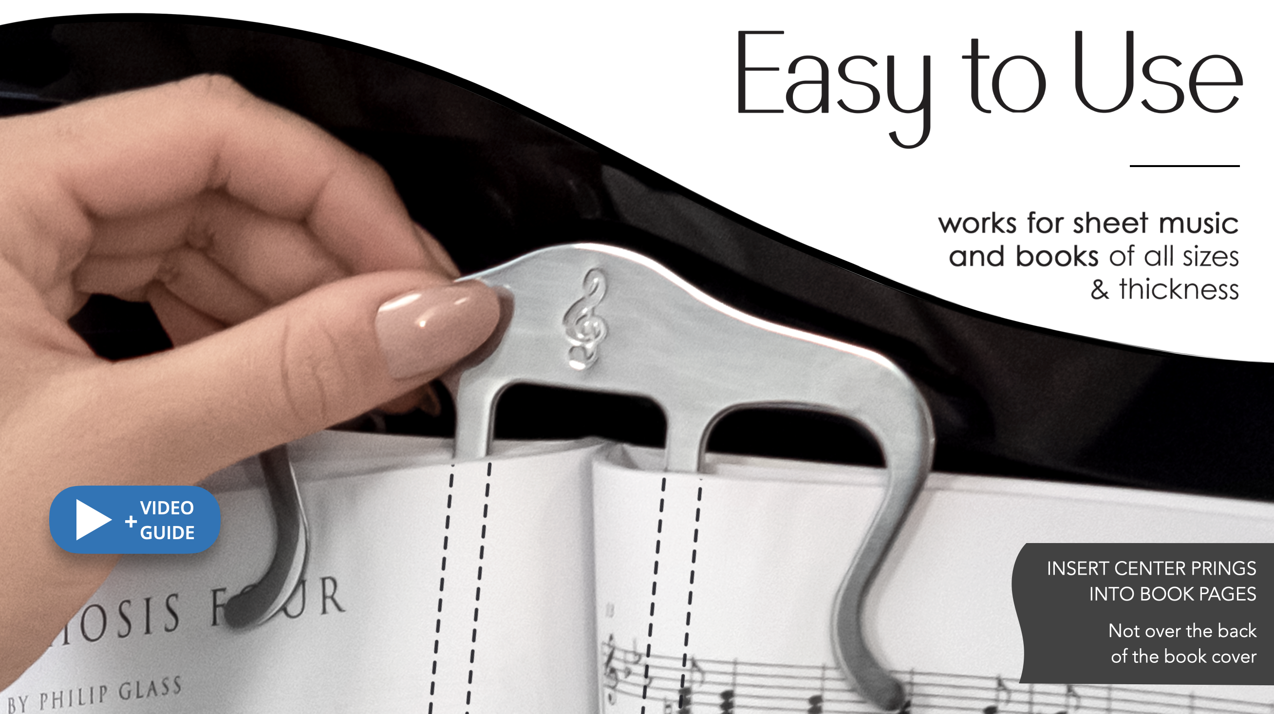 2pcs Metal Music Book Clip, Music Stand Clips Sheet Music Clips Page Holder For Outdoor Playing, Books, Note Paper, Piano, Guitar, Violin, Keyboard (Black