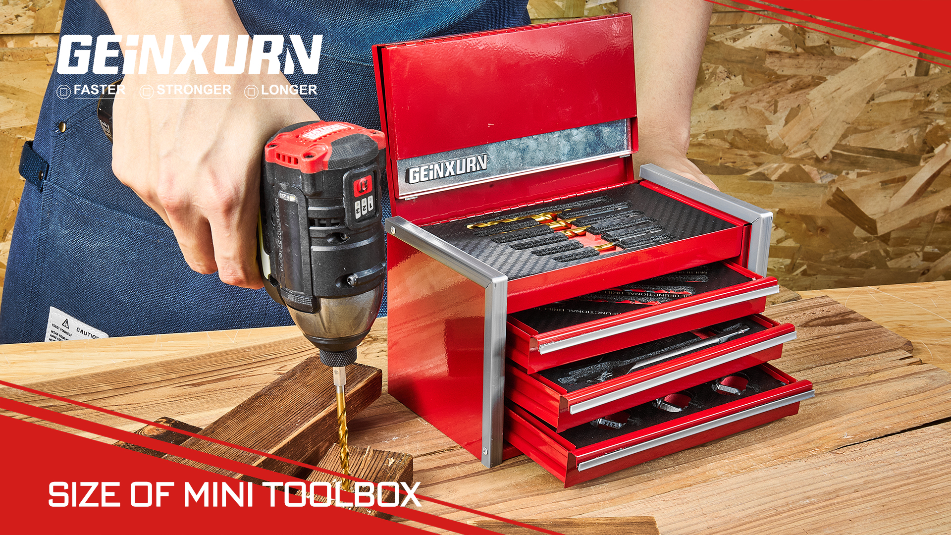 【新品】draw drawers Wool Camisole レッド Geinxurn 8-Drawer Red Tool Box, Heavy Duty Steel Stackable Tool