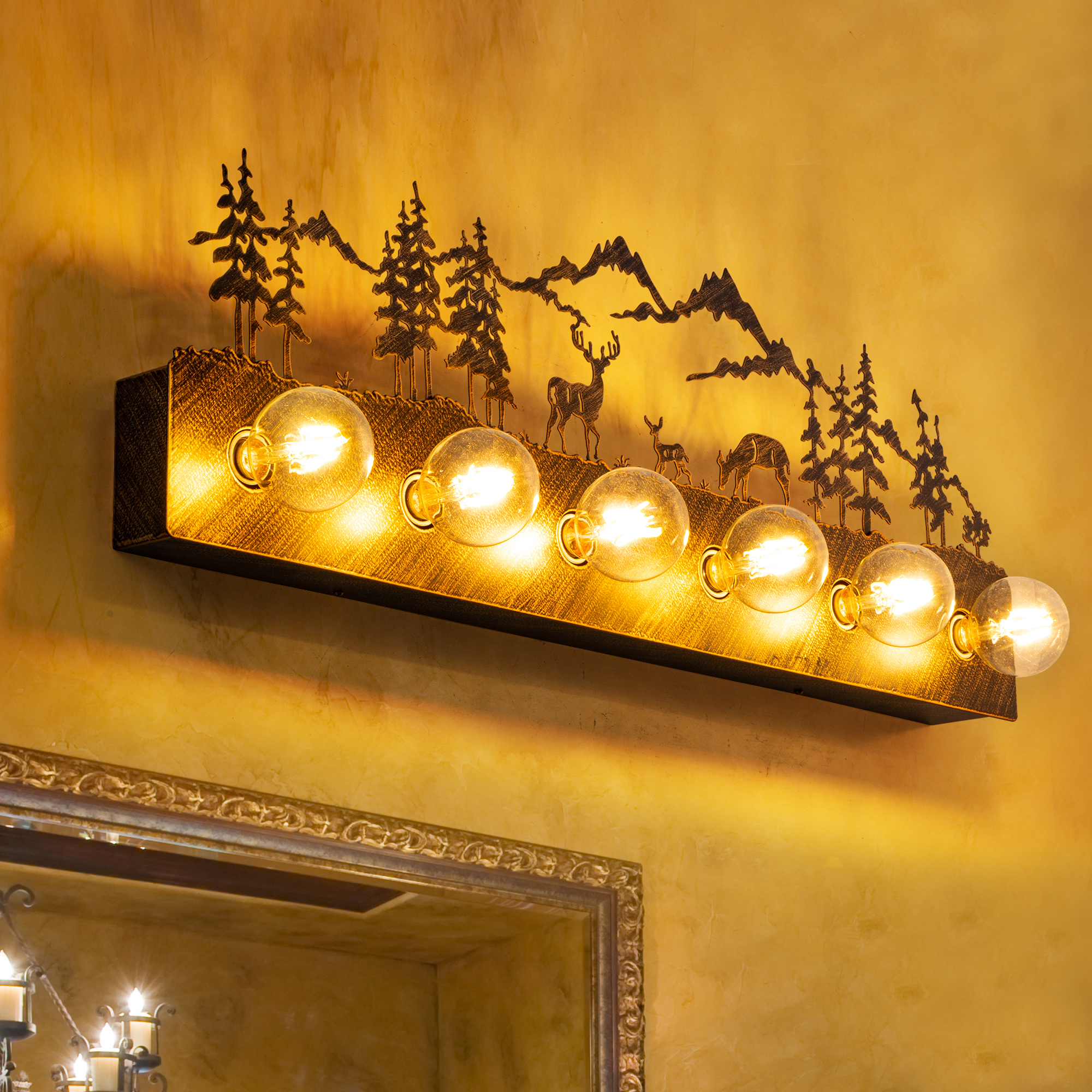 TOCHIC Rustic Bathroom Light Fixtures, 6 Lights Large Farmhouse