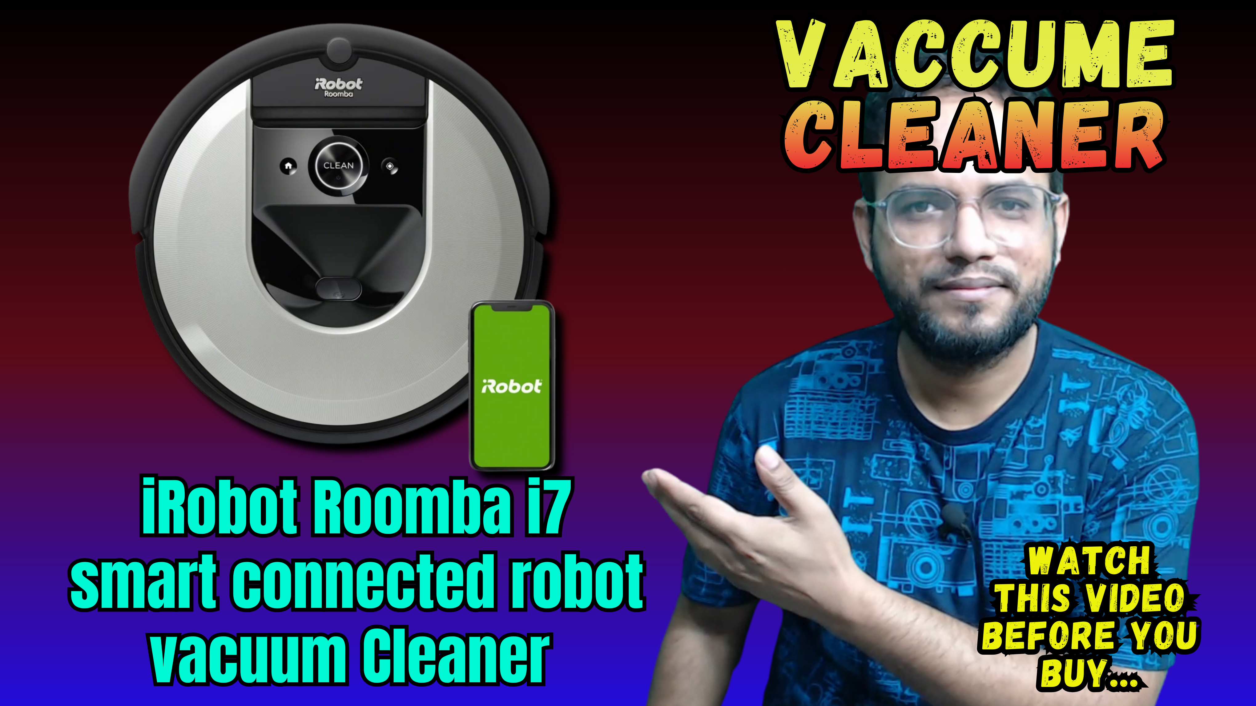 Watch iRobot Roomba i7, a smart, connected robot vacuum Cleaner on