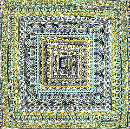 India Arts Mantel cuadrado de algodón con patrón geométrico, 70 x 70 pulgadas, multicolor