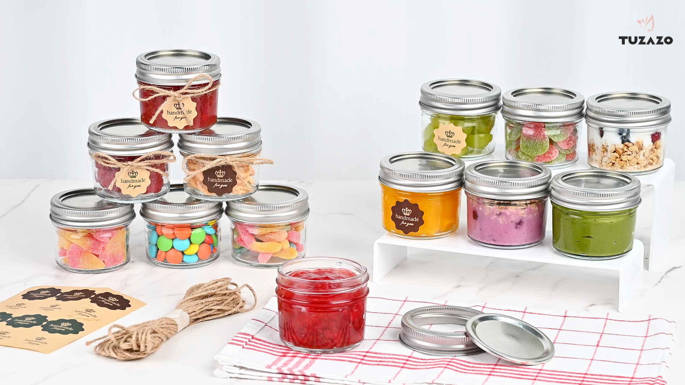 Amazon.com: TUZAZO 4 oz Mini Mason Jars with Lids 8 Pack, 4oz