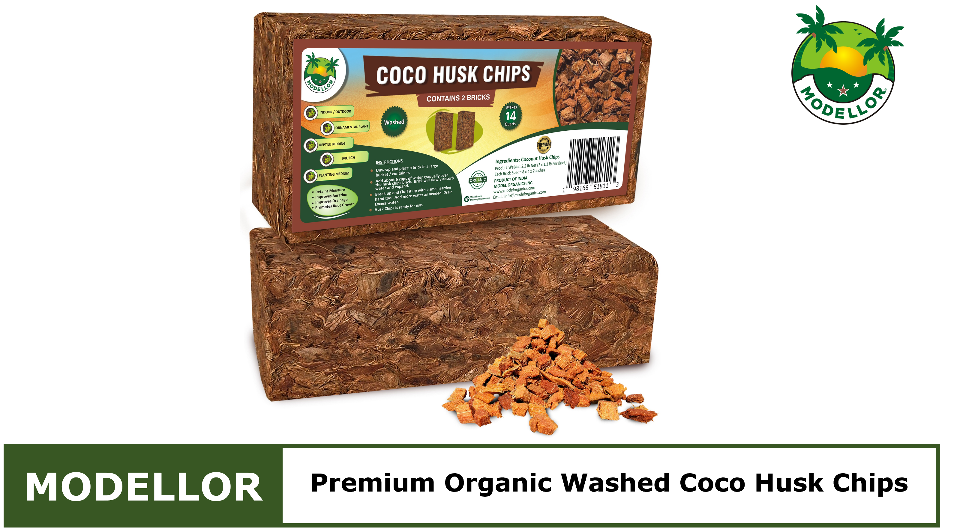 coco  MODELLOR Premium Super Washed, Clean, Coco Chips, 2 Bricks
