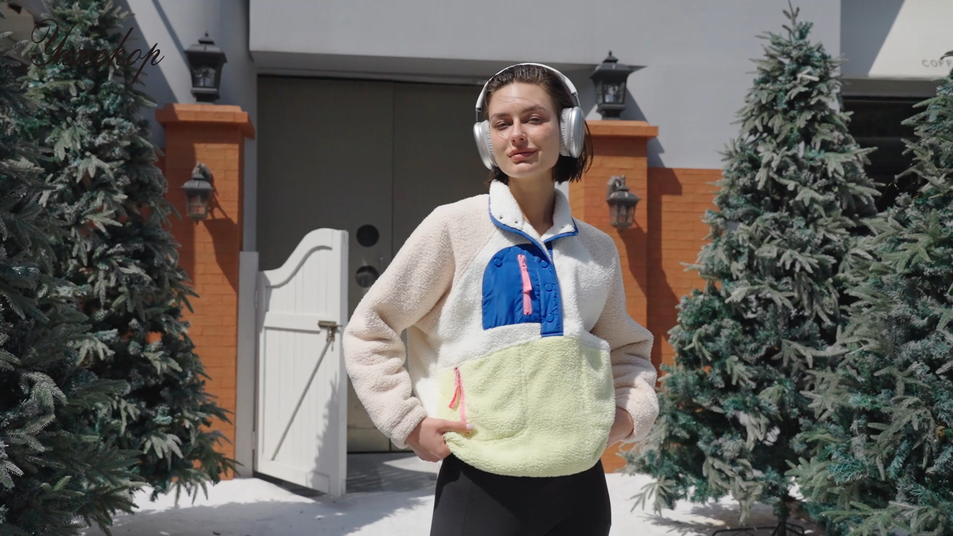 Yanekop Womens Fuzzy Fleece Pullover Sherpa Sweatshirt Long Sleeve