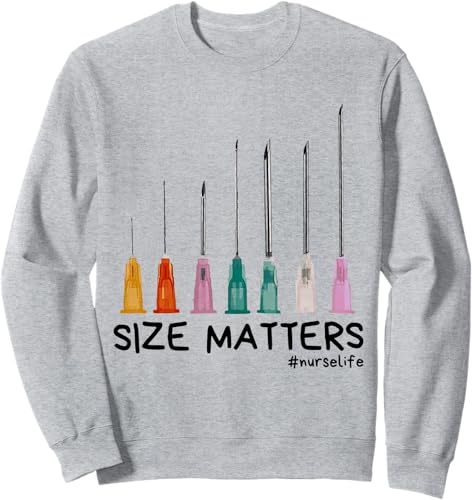 Miniatura 3 de Needle Size Matters Funny Nursing CNA Nurse Life Sweatshirt Black,Navy Blue,Dark Heather Grey,Heather Grey,Royal Blue