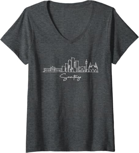 Miniatura 7 de Womens city skyline Santiago Chile V-Neck T-Shirt Black,Navy Blue,Baby Blue,Red,Dark Green,Dark Heather Grey,Heather Grey,Sapphire Blue,Pink,Purple