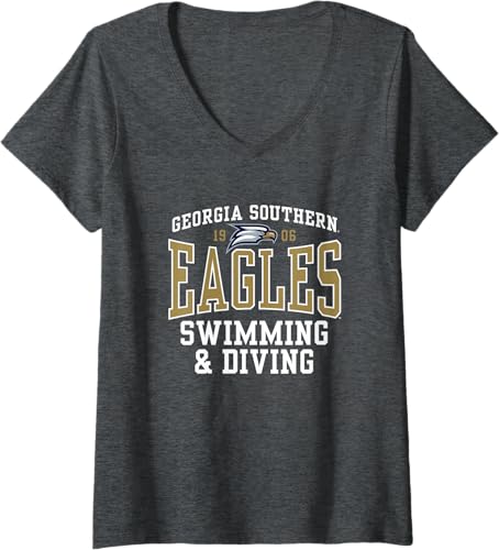 Miniatura 3 de Georgia Southern University Camiseta de natación y buceo con cuello en V de Eagles, Negro -