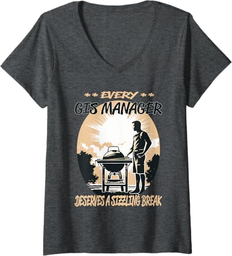 Miniatura 6 de GIS Manager Funny BBQ Chef or Grill Fun V-Neck T-Shirt