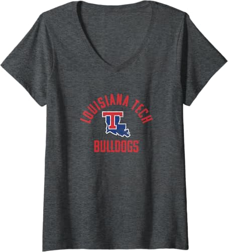 Miniatura 3 de Louisiana Tech Bulldogs - Camiseta grande con cuello en V, Negro - Negro,Jaspeado Oscuro,Gris Jaspeado