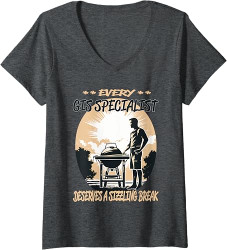 Miniatura 6 de GIS Specialist Funny BBQ Chef or Grill Fun V-Neck T-Shirt