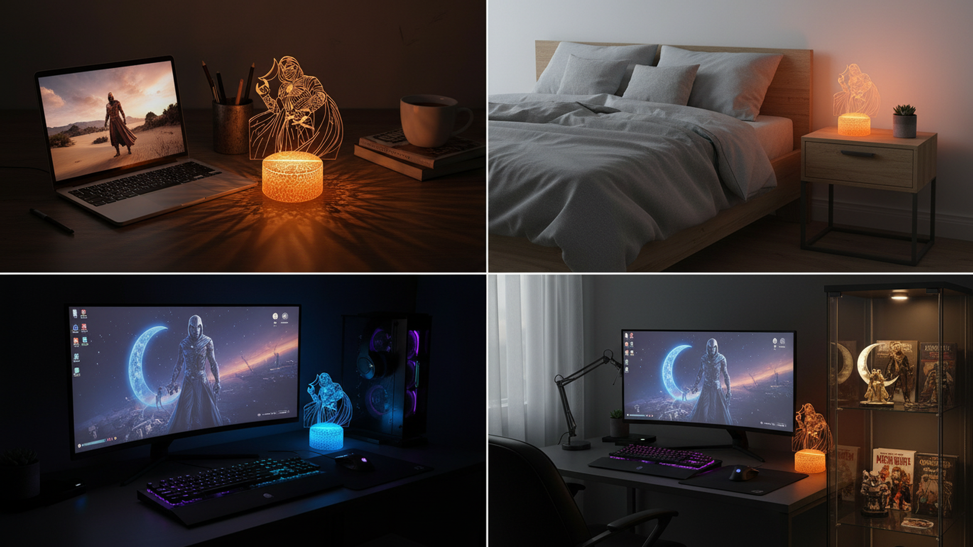 Mzcyfuy 3D Night Light, 16 Color Changing Cartoon USB Desk Lamp