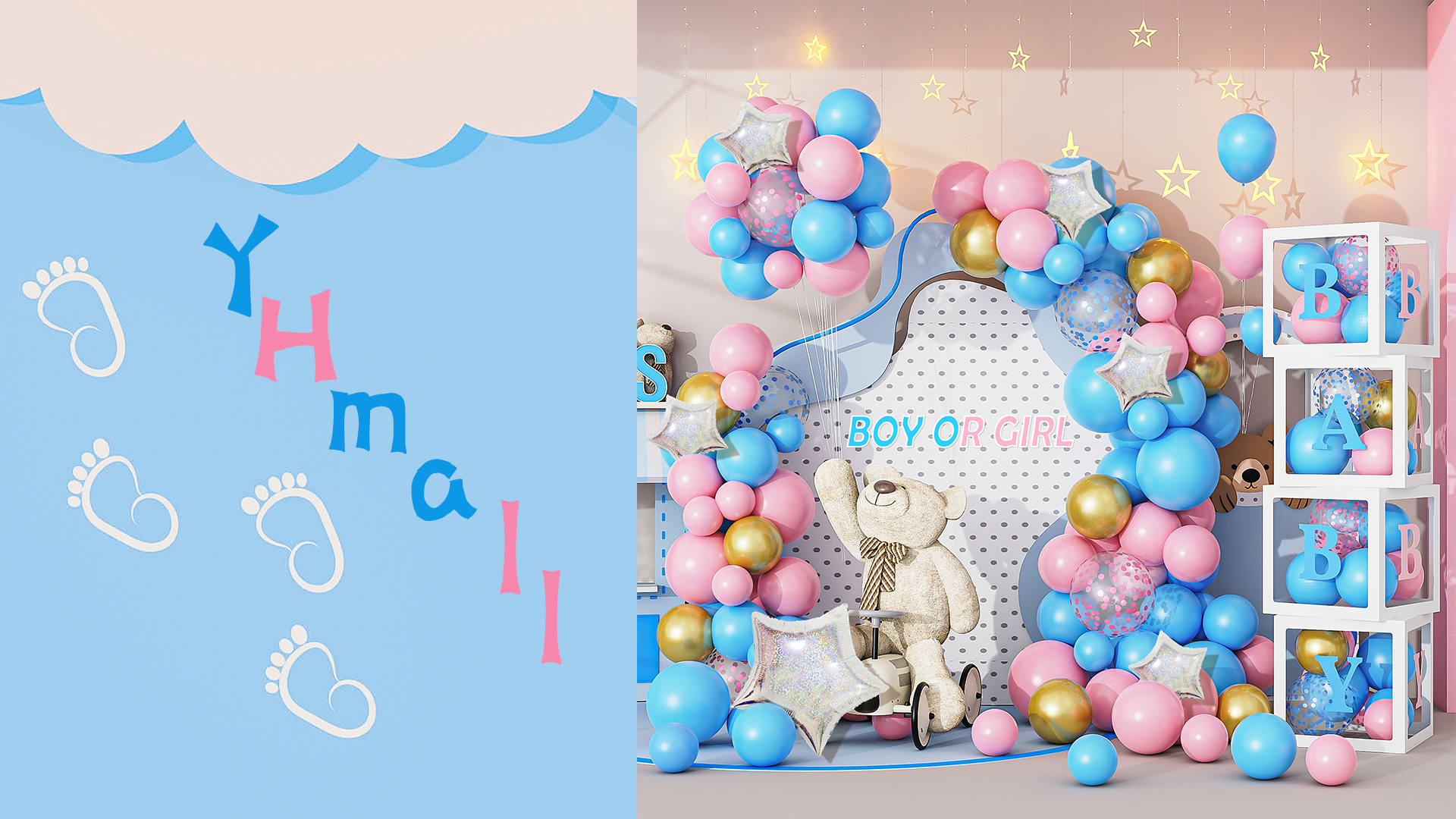 Palloncini Gender Reveal 36 Pollici - 2 Pezzi Con Coriandoli Rosa/Blu - Foto 9