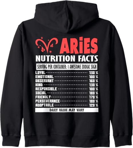 Nutrition Facts - Zodiac Sign Aries Zip Hoodie
