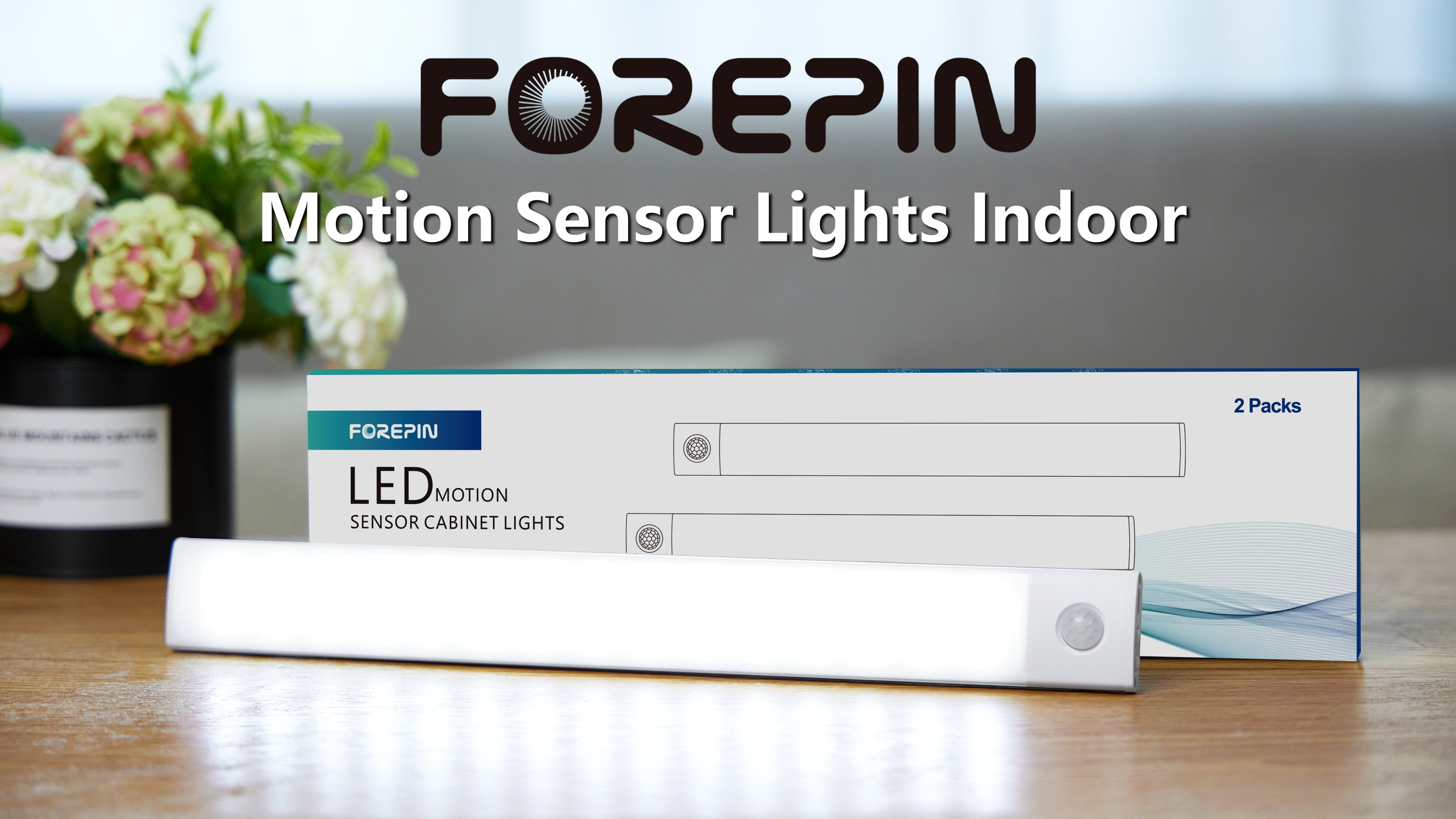 2 Lampes LED Rechargeables Forepin - Détecteur Mouvement - Pour Placard, Escalier - 3000mAh