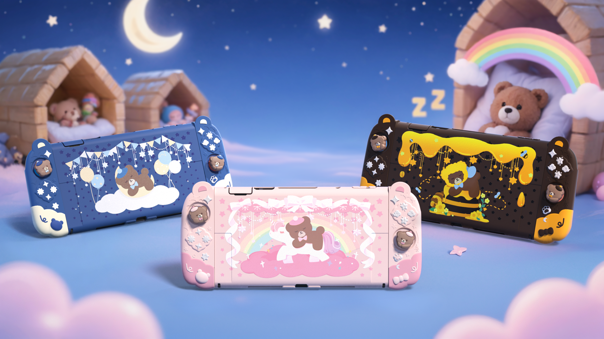 Amazon.com: PlayVital Good Night Bear Dockable Case for Nintendo