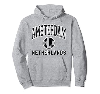 Amazon Com Amsterdam Netherlands Nld Varsity Style Black Print Pullover Hoodie Clothing