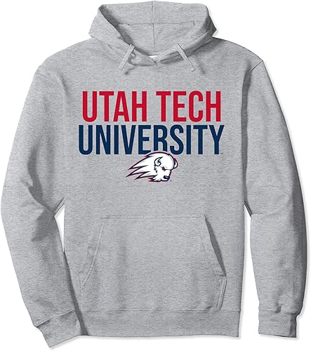 Utah Tech Trailblazers - Sudadera con capucha apilada, Gris