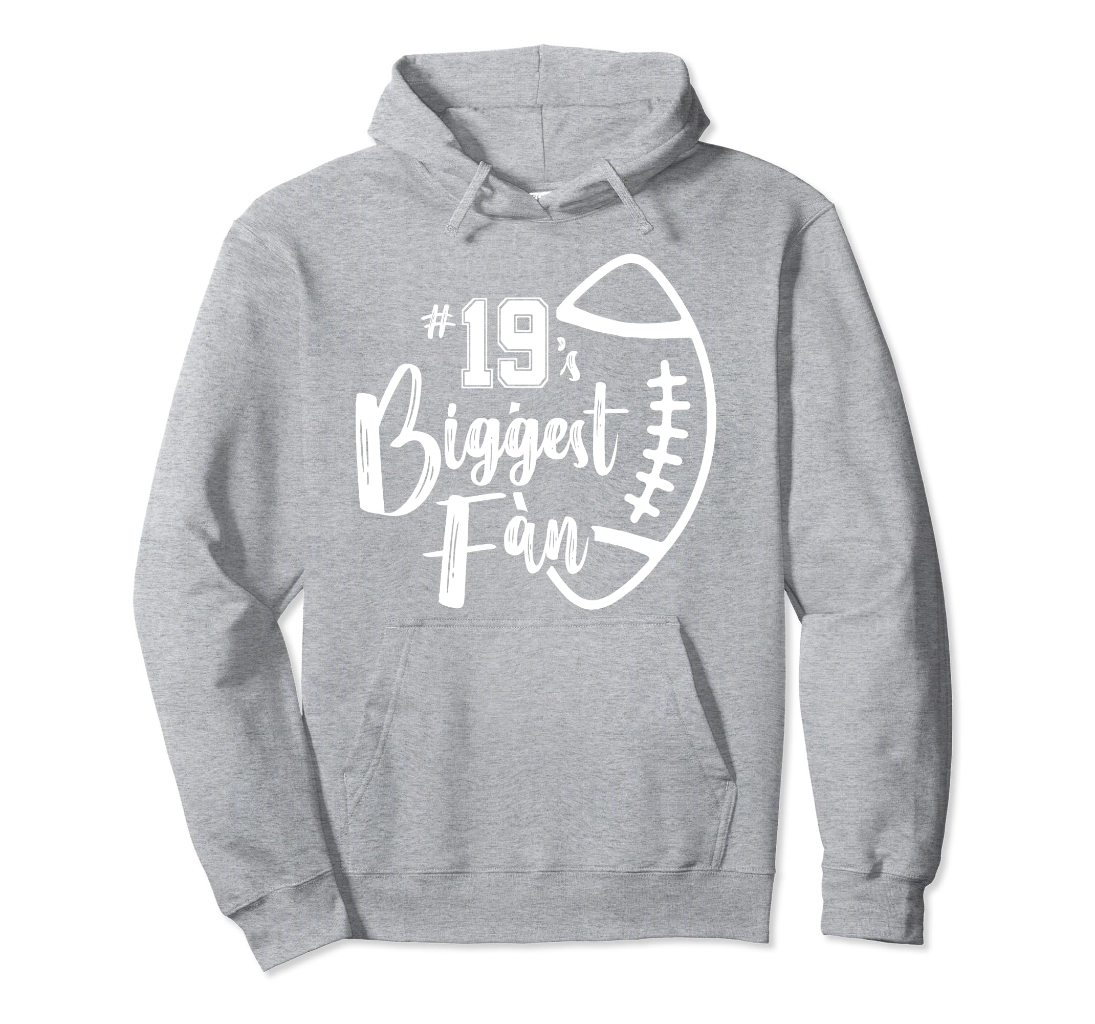 Number 19 Biggest Fan Hoodie Football Mom Dad Sister Brother Veotee