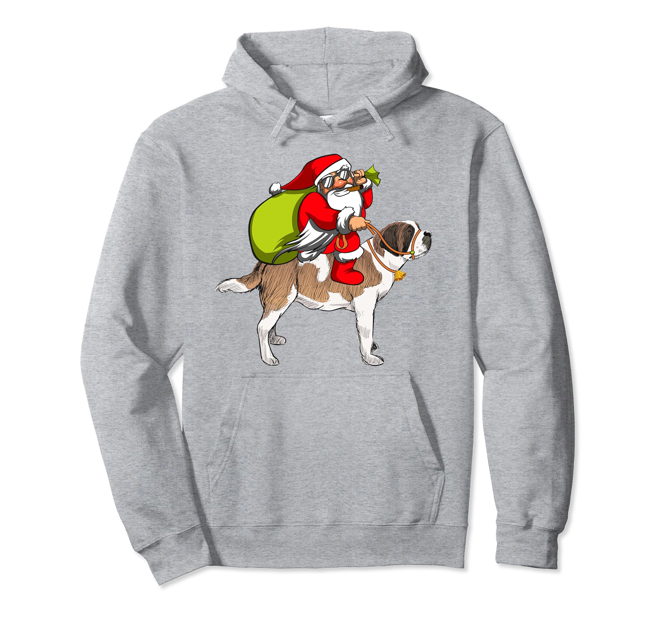 Santa Claus Riding Saint Bernard Lovers Xmas Hoodie-Bawle