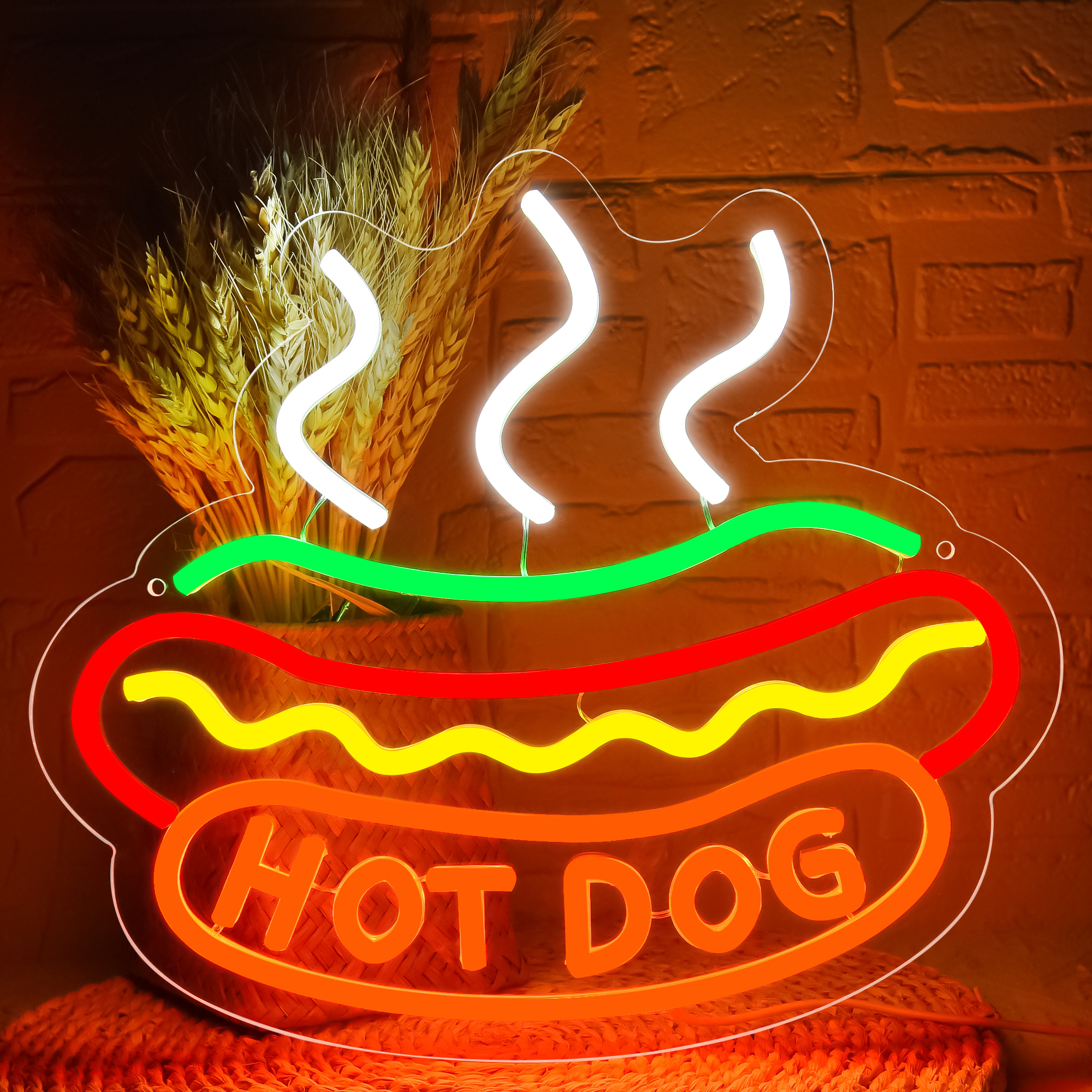 Burger Neon Sign for Burger Shop Decor, French Fries LED Neon