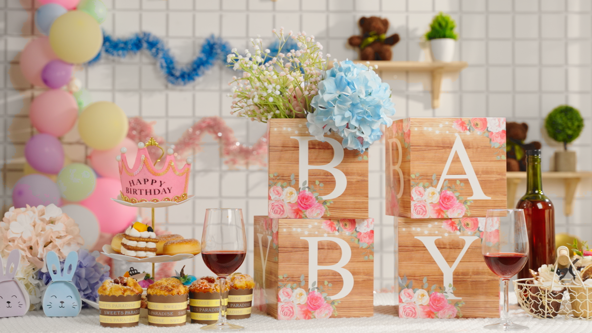 8 Pcs Gender Reveal Flower Box Centerpieces - Navy & Blush Baby Shower Decor With He/She Letters