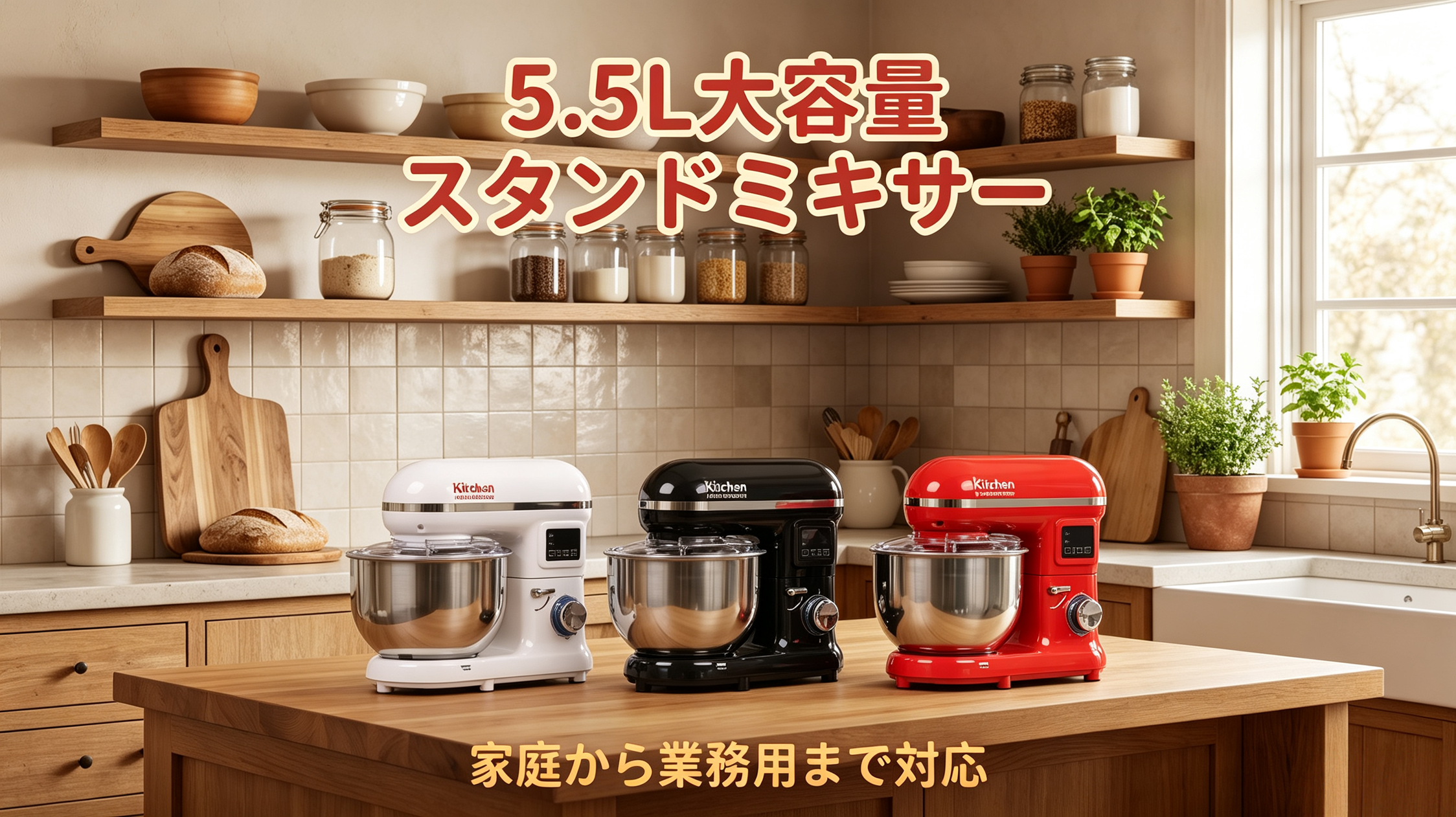 Amazon | KALELAISU スタンドミキサー 5.5L大容量 ダブル攪拌フック