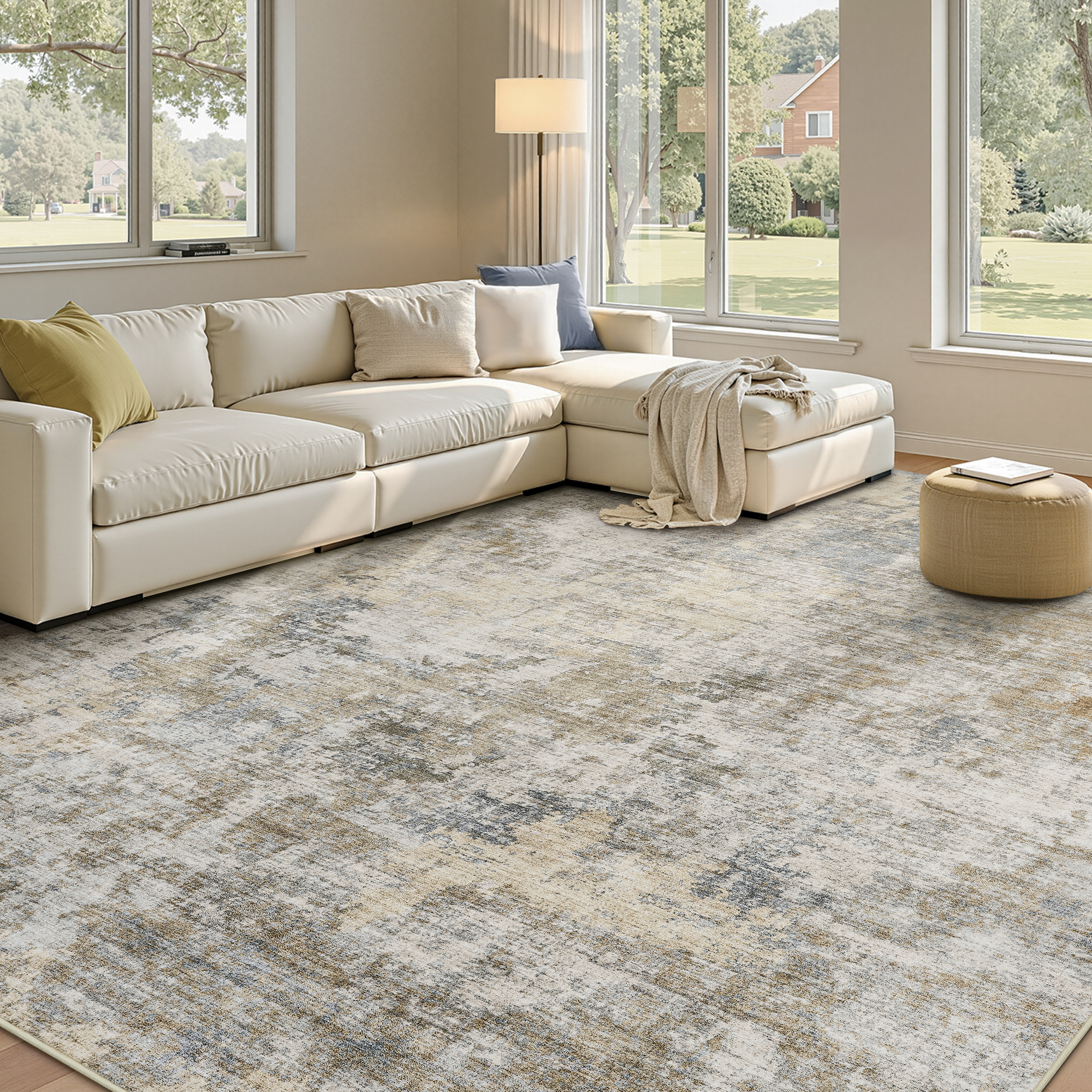 Abstract Area Rug Carpet 6x9 Rugs for Living Room-Machine Washable