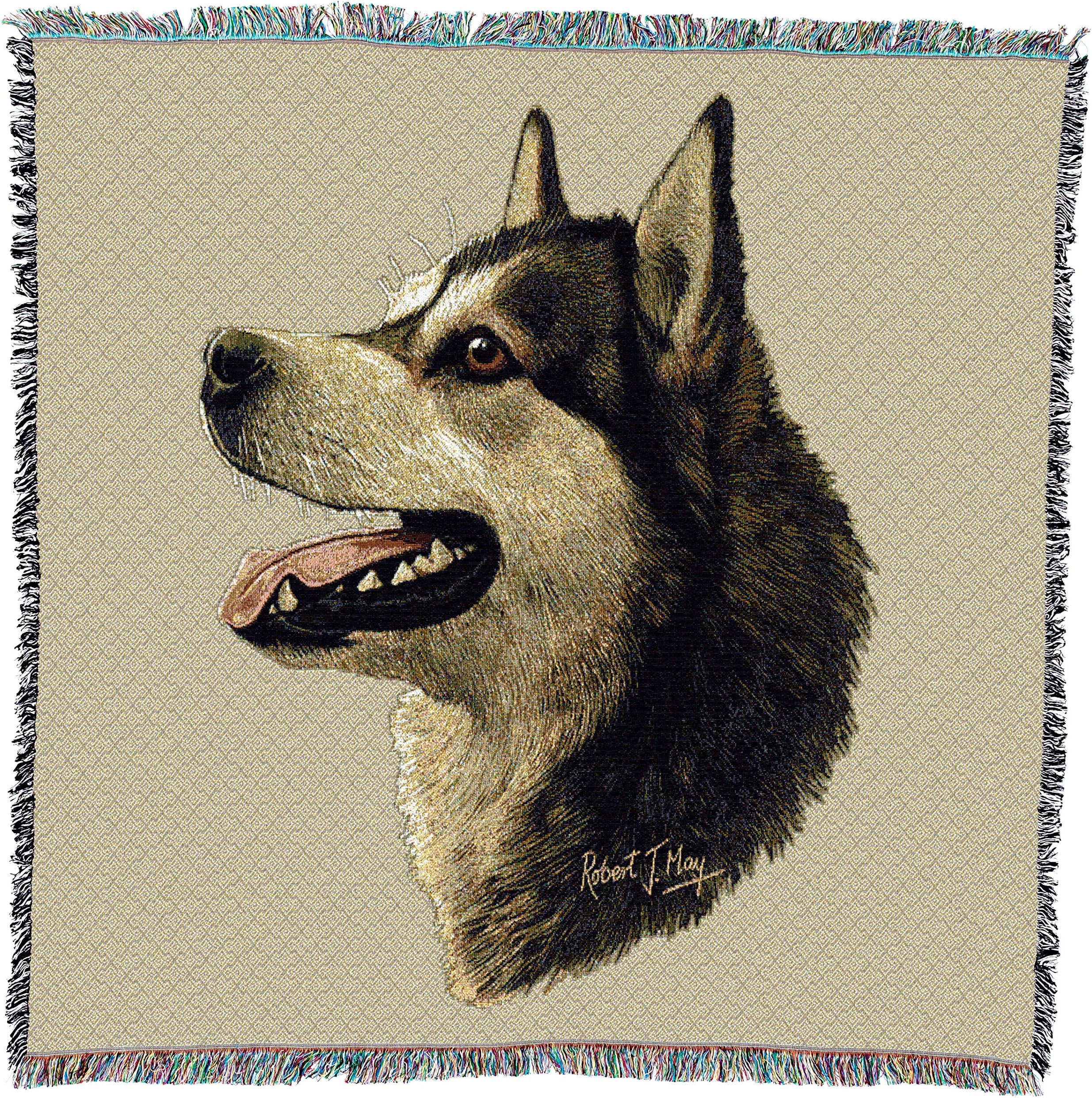 Pure Country Weavers Alaskan Malamute Lap Square Blanket by Robert May - Working Group - Gift for Dog Lovers - Tapestry Throw Woven from Cotton - Made in The USA (54x54)