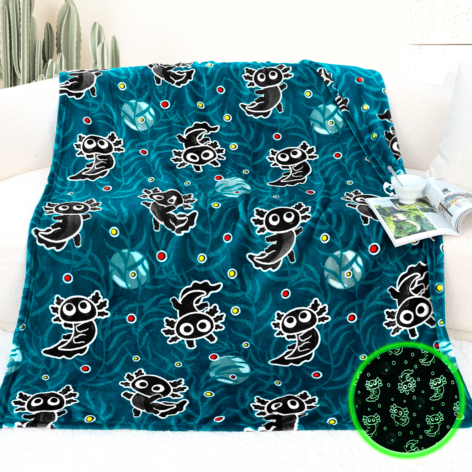 Axolotl Blanket Glow in The Dark Blanket
