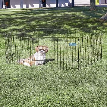 MidWest 18-Inch Exercise Pen, No Door, 16 Sq Ft Play Area | for Indoor and Outdoor Use, No Door Design for Maximum Security, Easy to Set Up, Foldable Playpen