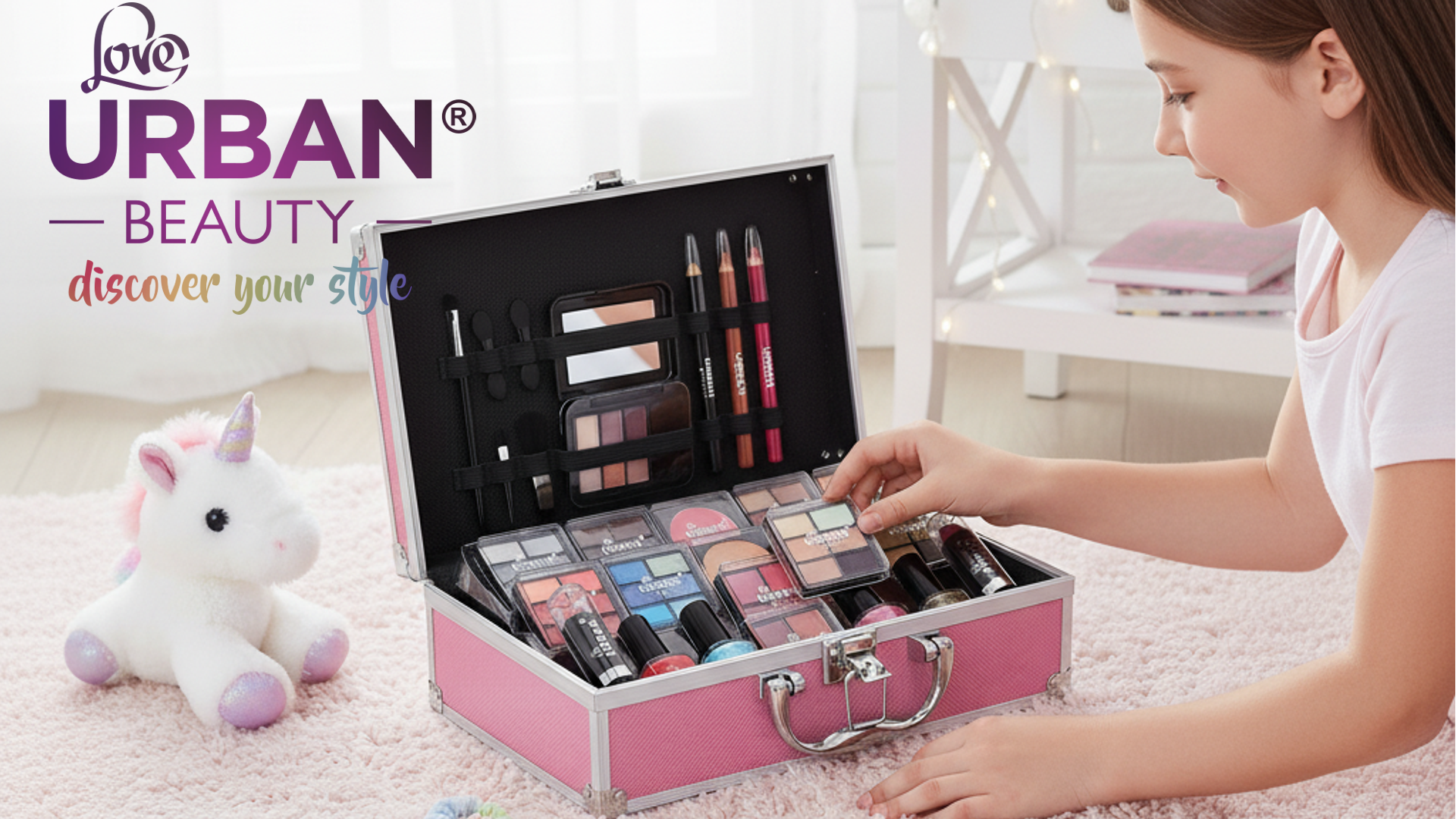 LOVE URBAN BEAUTY Vegano Neceser de Maquillaje Hot Pink de 82
