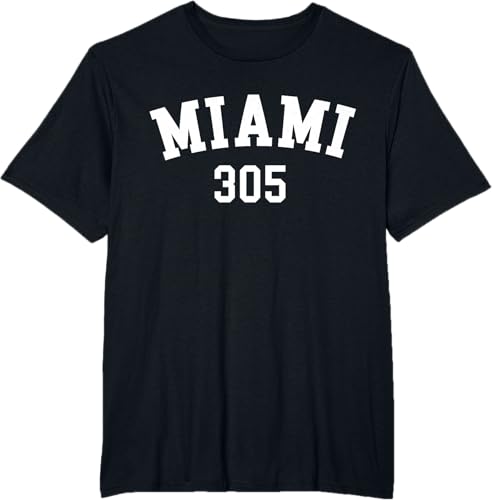 Miniatura 82 de Miami 305 USA American College Font T-Shirt Negro,Azul Marino,Azul Pastel,Arándano,Rojo,Plateado,Hierba,Verde Kelly,Marrón,Verde Oliva,Jaspeado