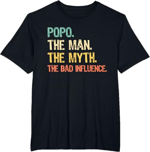 Miniatura 5 de Popo The Man The Myth The Bad Influence - Camiseta retro divertida Negro -
