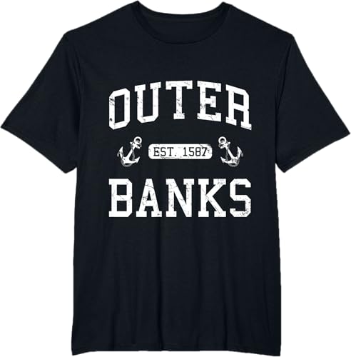 Miniatura 13 de Outer Banks NC North Carolina T-Shirt Black,Navy Blue,Asphalt Grey,Dark Heather Grey,Royal Blue