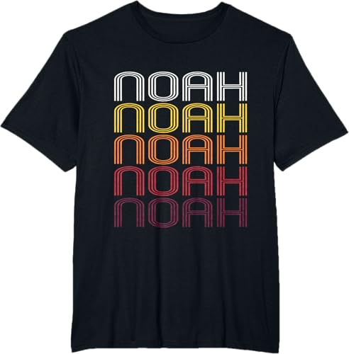 Miniatura 8 de Noah Retro Wordmark Pattern - Vintage Style T-shirt T-Shirt Black,Sapphire Blue,Pink Heather,Olive Heather,Purple Heather,Red Heather,Burgundy,Brown