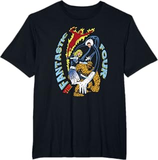 Fantastic Four Group Shot Comic Distressed Logo T-Shirt