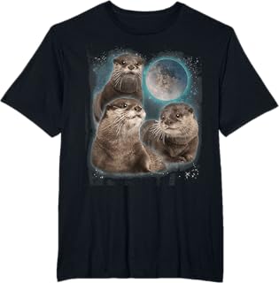Three Otters Moon Howling T-Shirt