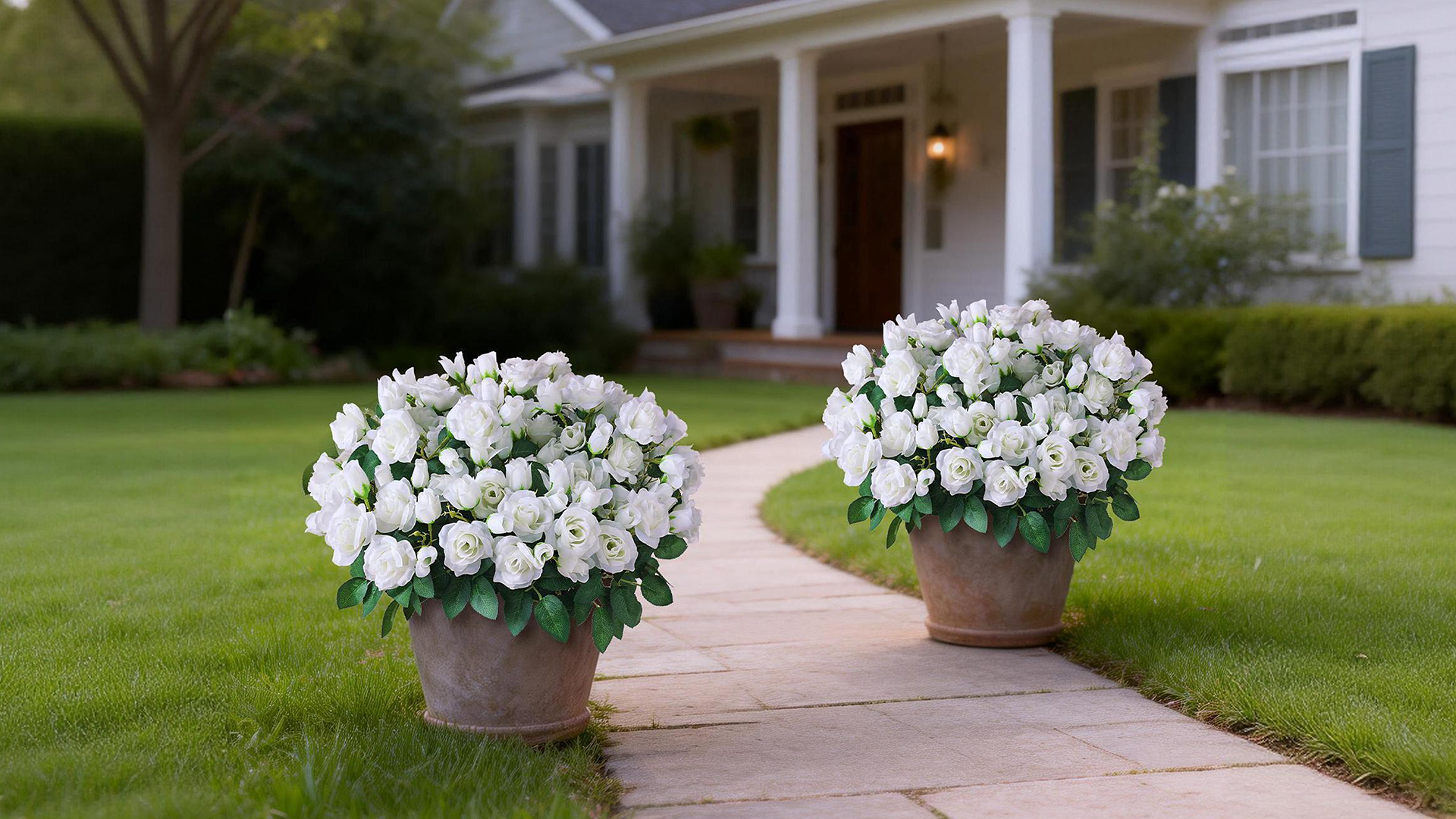 Amazon.com: Juxdp 2 Set of Artificial Rose Topiary Trees - Faux