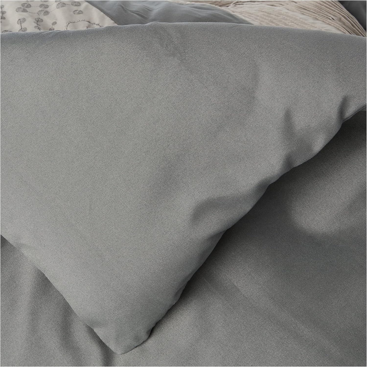 Chic Home 43CK117-AN 8-Piece Euphoria Embroidered Comforter Set, King, Dark Grey/Green