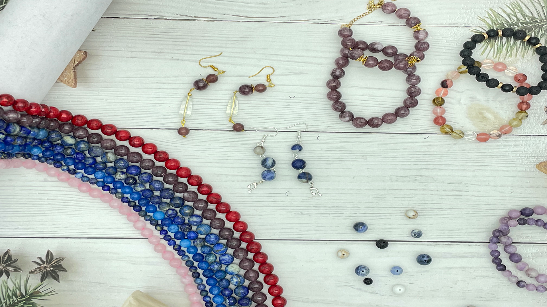 Adabele 2 Hebras Grado A Hematita Natural Plateada Piedra