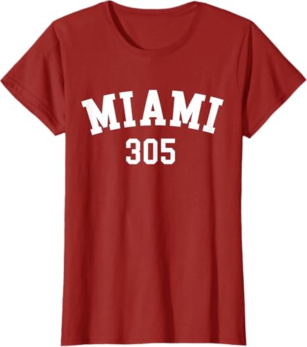 Miniatura 74 de Miami 305 USA American College Font T-Shirt Negro,Azul Marino,Azul Pastel,Arándano,Rojo,Plateado,Hierba,Verde Kelly,Marrón,Verde Oliva,Jaspeado
