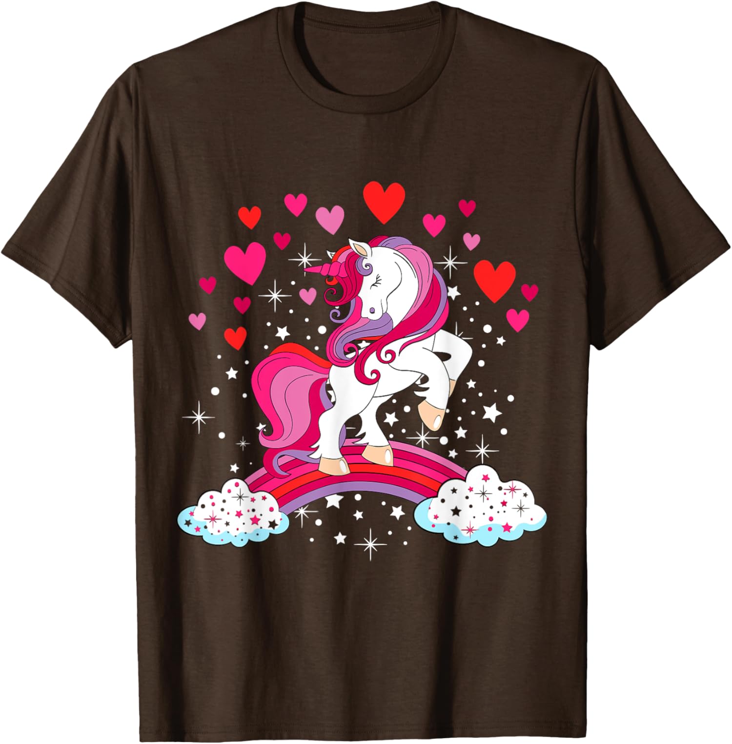 Unicorn Valentines Day Love Heart Rainbow Unisex T-Shirt - Picture 4 of 14