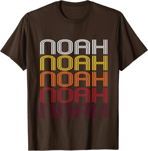 Miniatura 3 de Noah Retro Wordmark Pattern - Vintage Style T-shirt T-Shirt Black,Sapphire Blue,Pink Heather,Olive Heather,Purple Heather,Red Heather,Burgundy,Brown