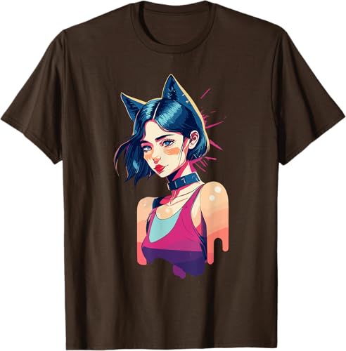 Miniatura 4 de Camiseta para amantes de los gatos con diseño de retrato con diseño de gato, Negro -